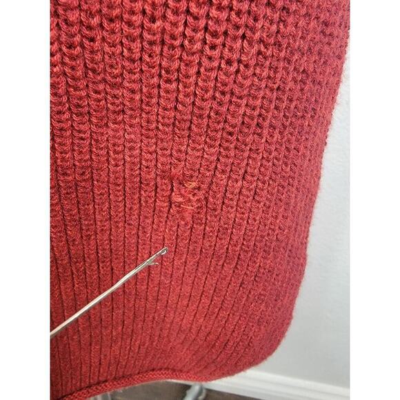 Athleta Pinewood Sweater Dress Size MP Mock Neck 100% Merino Burgundy Knit - Picture 5 of 12